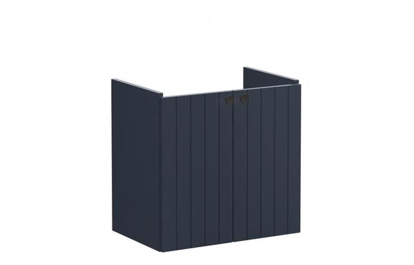 VitrA Root Groove 60cm 2 Door Wall Hung Slim Washbasin Unit - Matt Dark Blue